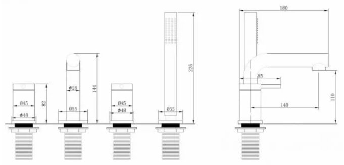 Смеситель для ванны Abber AF8813NG, латунь, цвет никель