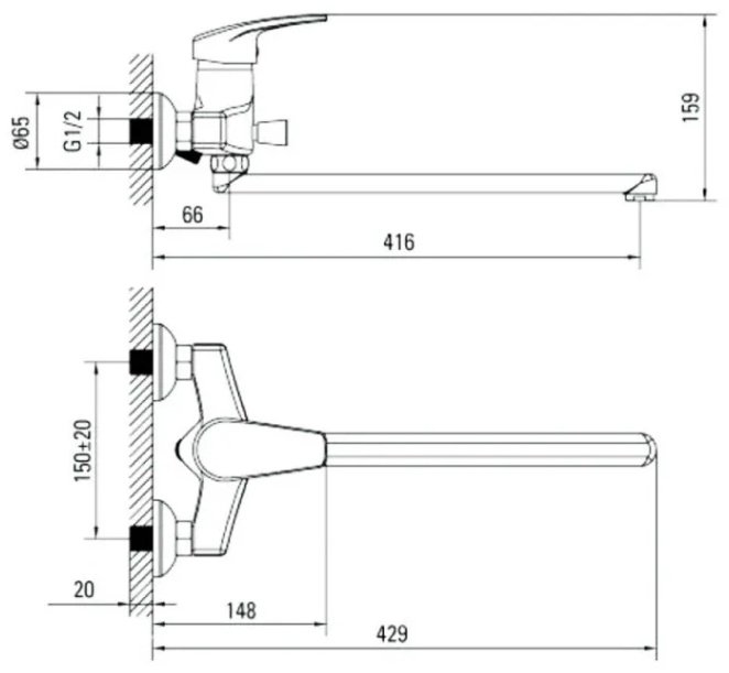 Смеситель для ванны Potato Р2204, латунь, цвет хром купить,30400
