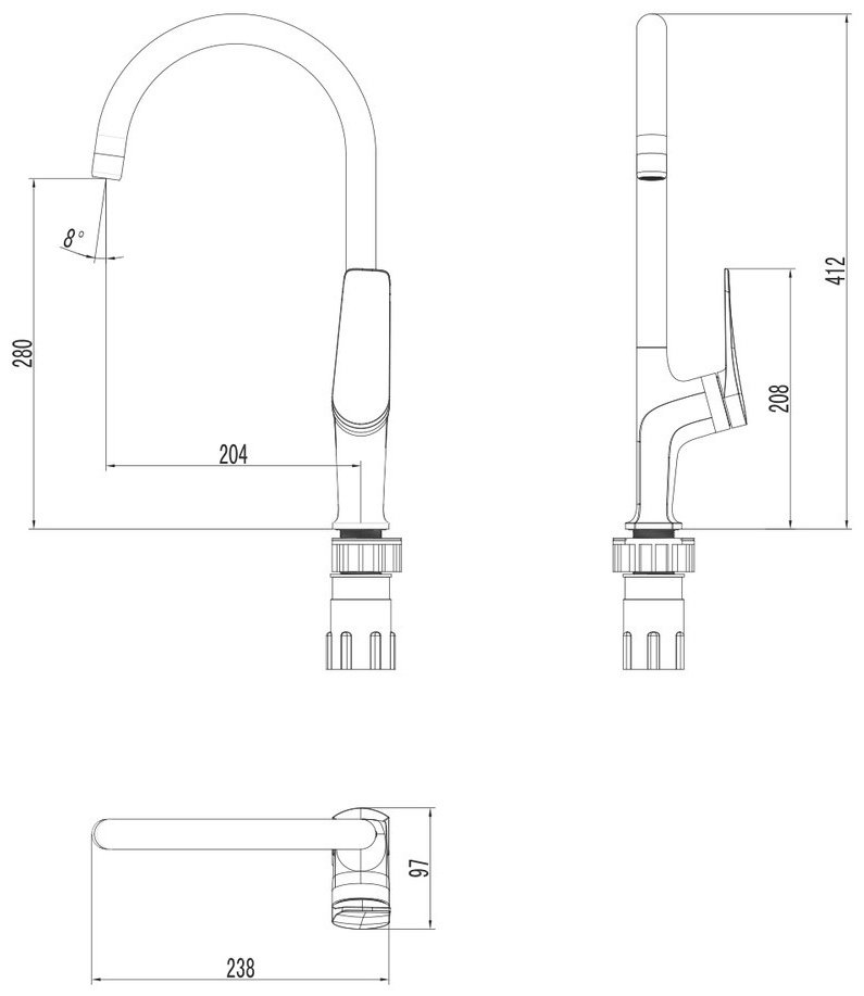 Смеситель для кухни (мойки) Lemark LM3705BLR, однозахватный купить,76650