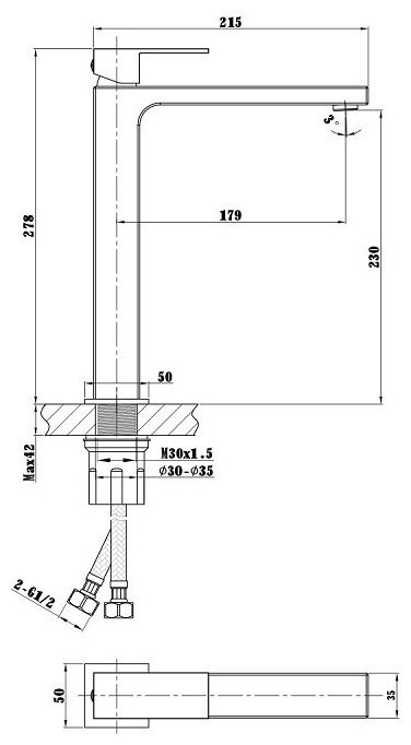 Смеситель для раковины (умывальника) Vincea Cube VBF-1C02BG, однозахватный купить,NaN