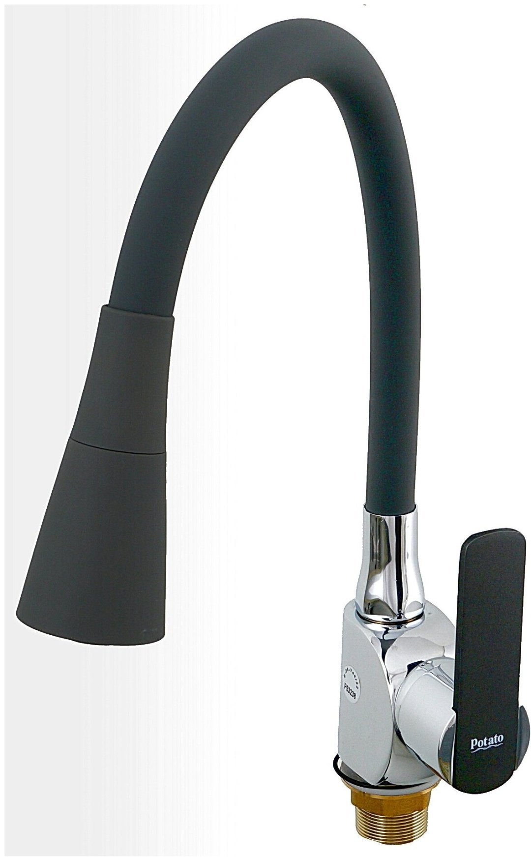Смеситель с гибким изливом Potato P59238-19, латунь, цвет серый купить,43900