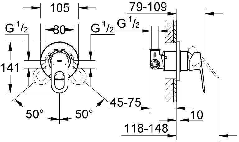Смеситель для душа Grohe 29042000, латунь, цвет хром купить,0