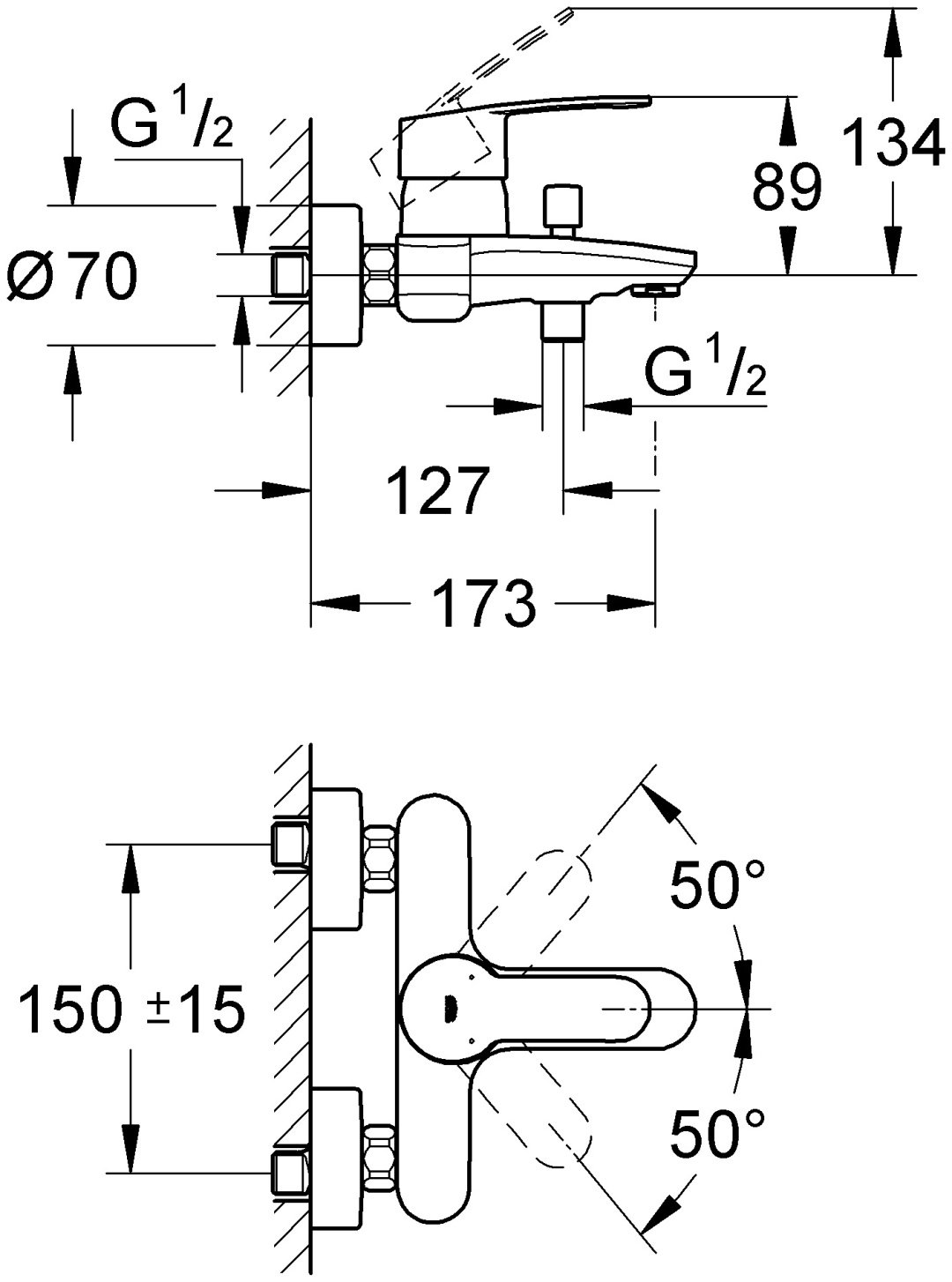 Смеситель для ванны с душем Grohe Eurostyle Cosmopolitan 33591002, однозахватный купить,NaN