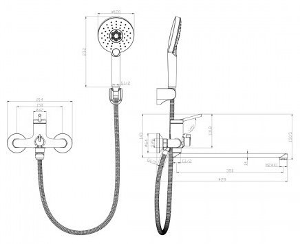 Смеситель для ванны с душем Lemark LM3851C, однозахватный купить,0