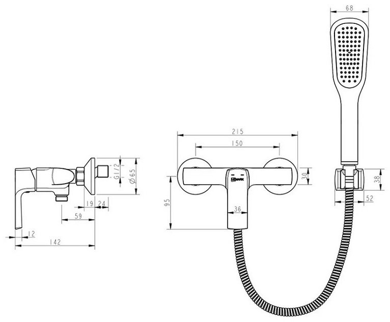 Смеситель для ванны с душем Lemark LM7203BL, однозахватный купить,63490