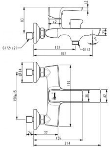 Смеситель для ванны с душем Lemark URSUS LM7214BL, однозахватный купить,95900