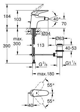 Смеситель для биде Grohe Eurostyle 23720003, однозахватный купить,67944