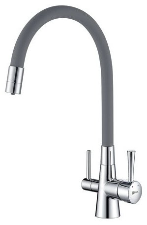 Смеситель с гибким изливом Lemark LM3075C, латунь, цвет серый, хром купить,NaN