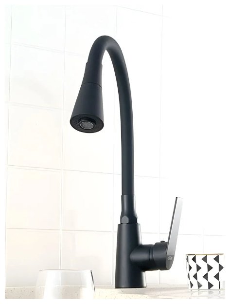 Смеситель с гибким изливом Potato P41167-6, латунь, цвет черный купить,30400