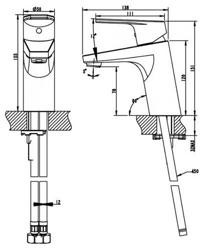 Смеситель для раковины (умывальника) BRAVAT F15299C-2 LINE, однозахватный купить,0