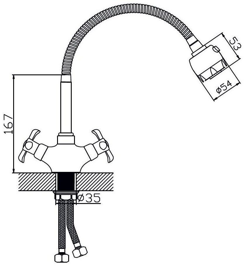 Смеситель с гибким изливом Potato P5852N, латунь, цвет хром купить,30900