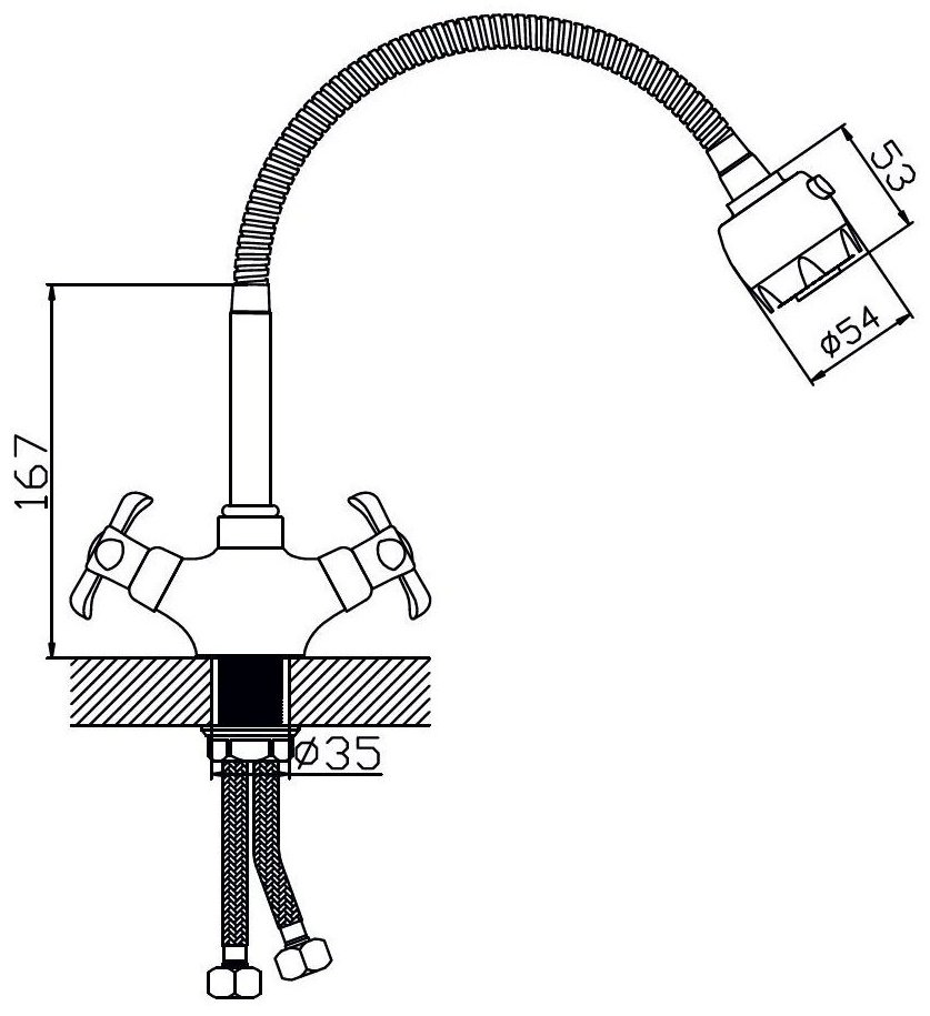 Смеситель с гибким изливом Potato P5852N, латунь, цвет хром купить,30900