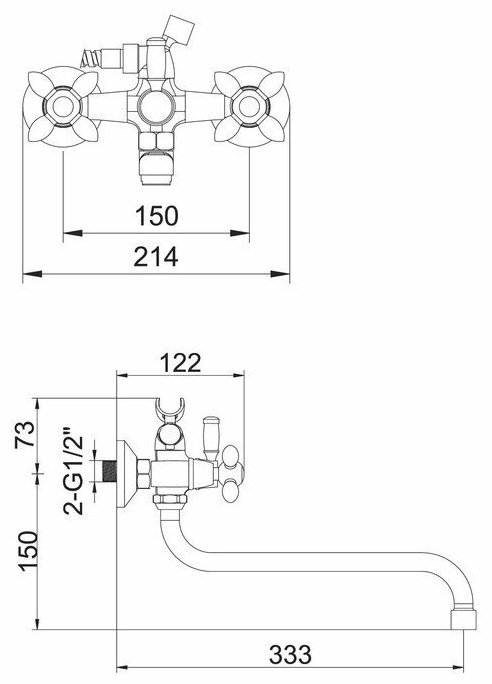 Смеситель для ванны Accoona 7182AК, силумин, цвет хром купить,NaN