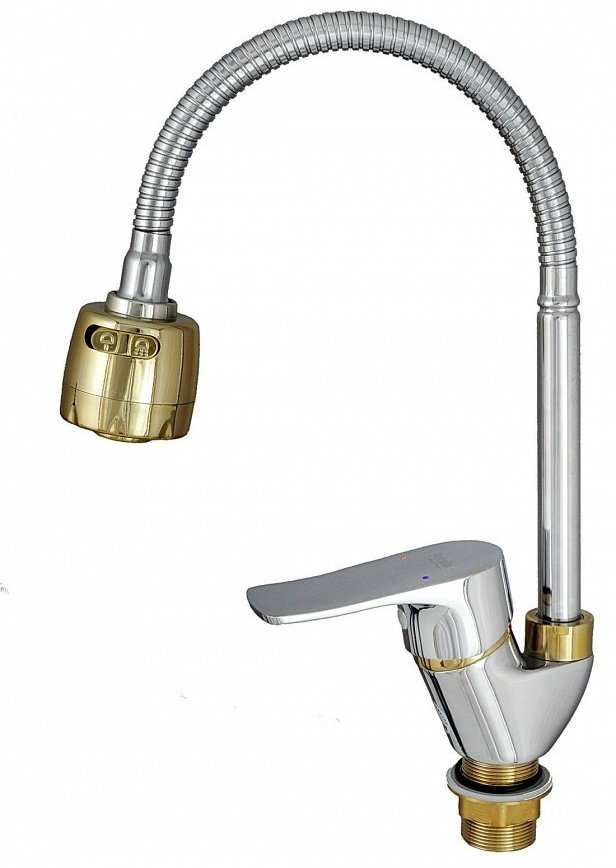 Смеситель с гибким изливом Potato P5832-4N, цинк, цвет хром