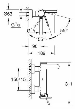 Смеситель для ванны Grohe 33553003, однозахватный купить,NaN