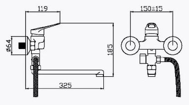 Смеситель для ванны Potato P21213, однозахватный