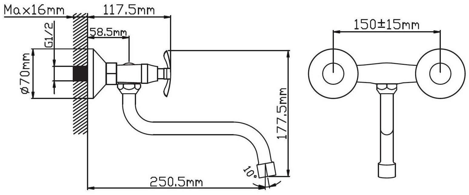 Смеситель для ванны Potato P46304, латунь, цвет хром