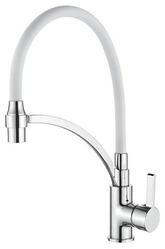 Смеситель с гибким изливом Lux Kazakhstan A4890G-3, латунь, цвет белый, хром купить,NaN
