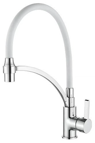 Смеситель с гибким изливом Lux Kazakhstan A4890G-3, латунь, цвет белый, хром купить,NaN
