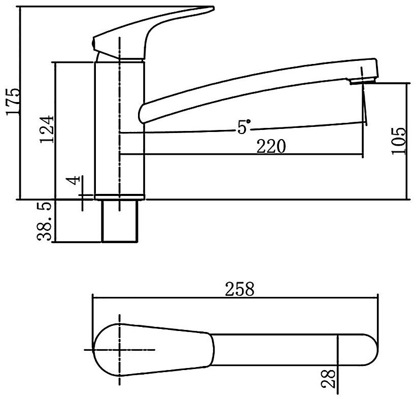 Смеситель для кухни (мойки) Aquanet AF330-40C, однозахватный