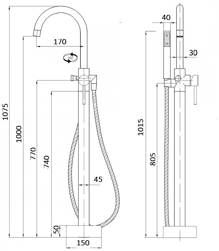 Смеситель для ванны с душем Boch Mann BRAIES Brush nickel BM8922, однозахватный купить,NaN