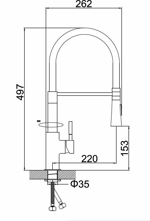 Смеситель с гибким изливом Potato P37284-6, цинк, цвет черный