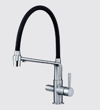 Смеситель с гибким изливом Gappo G4398-7, латунь, цвет черный, хром