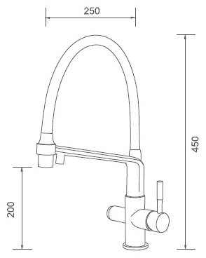 Смеситель с гибким изливом Gappo G4398-7, латунь, цвет черный, хром
