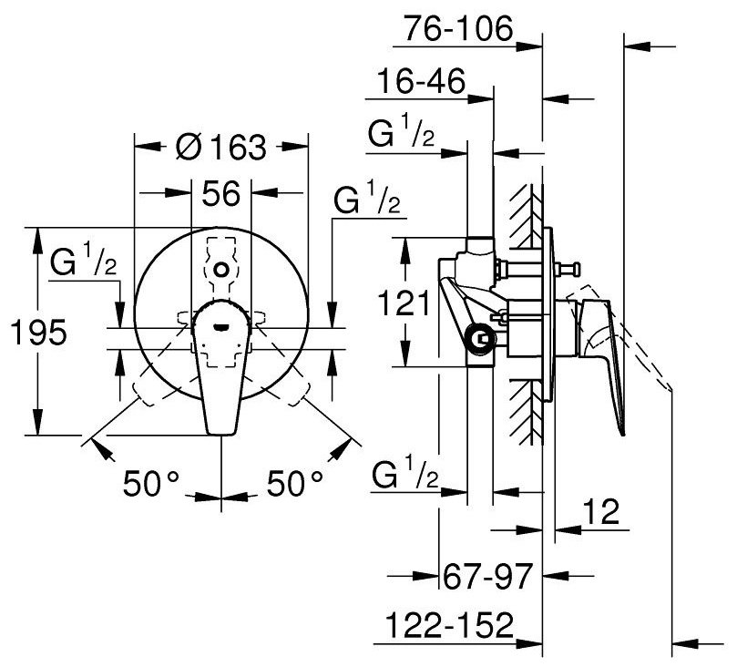 Смеситель для ванны Grohe BauEdge 29079001, однозахватный купить,NaN