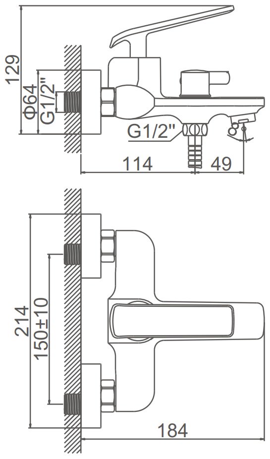 Смеситель для ванны Accoona A63123F, латунь, цвет черный купить,NaN