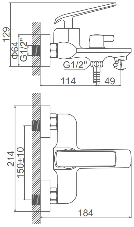Смеситель для ванны Accoona A63123F, латунь, цвет черный купить,NaN