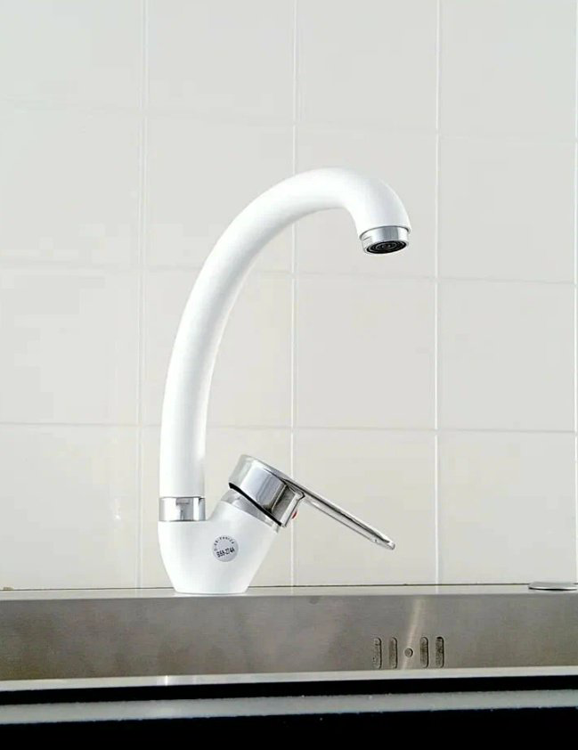 Смеситель для кухни Эверест В59-274A, цинк, цвет белый купить,30300