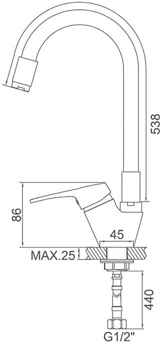 Смеситель с гибким изливом Accoona A4819H, латунь, цвет желтый купить,NaN