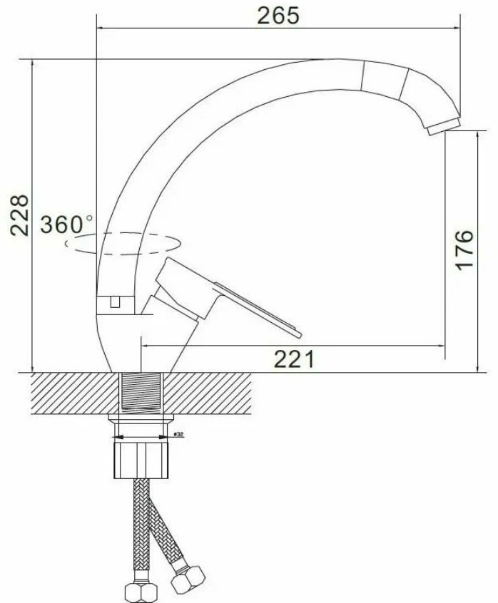 Смеситель для кухни Эверест В59-274A, цинк, цвет белый купить,30300