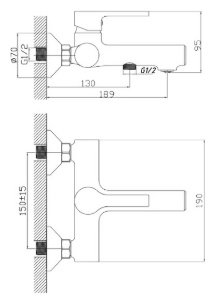 Смеситель для ванны Mixline ML23-01, латунь, цвет черный