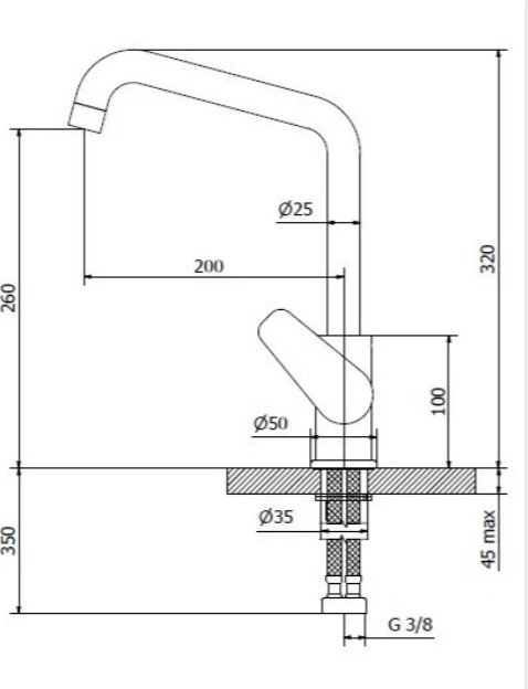 Смеситель для кухни (мойки) Teorema 9C527B1-002 цвет хром, однозахватный