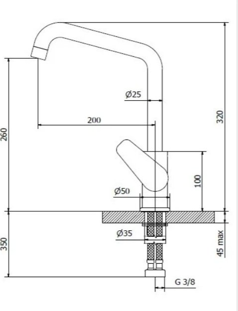 Смеситель для кухни (мойки) Teorema 9C527B1-002 цвет хром, однозахватный