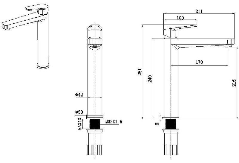 Смеситель ALLEN BRAU 5.E1002-00 ECLIPSE, однозахватный купить,98500