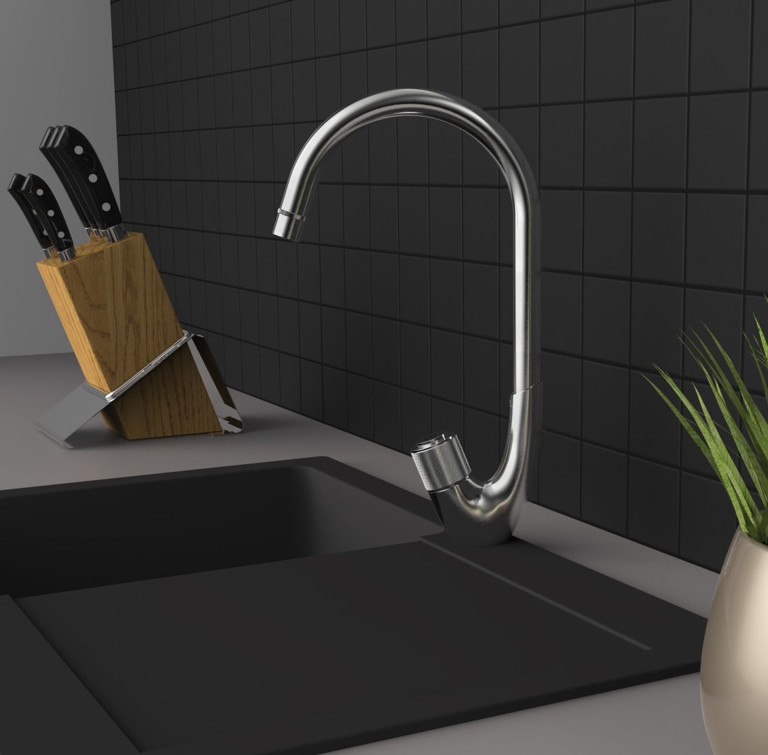 Смеситель для кухни (мойки) Rubineta Swan 33 ST SW0058, поворотно-нажимной