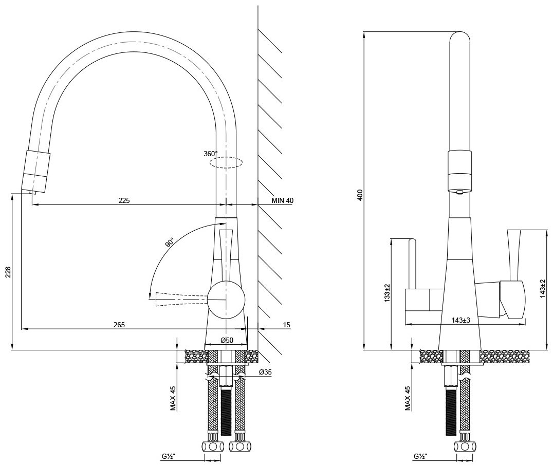 Смеситель с гибким изливом Lemark LM3075C, латунь, цвет белый, хром