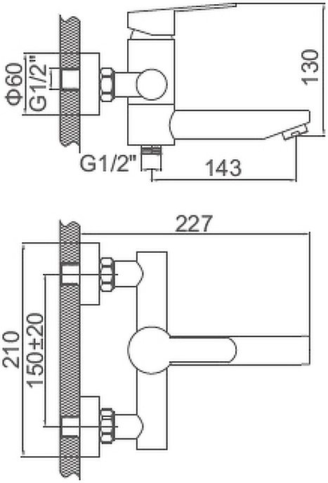 Смеситель для ванны Accoona A62103, латунь, цвет стальной купить,NaN