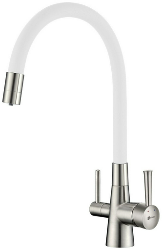 Смеситель с гибким изливом Lemark LM3075C, латунь, цвет белый, хром