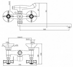 Смеситель для ванны Haiba HB2124, латунь, цвет хром