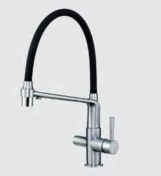 Смеситель с гибким изливом Gappo G4398-7, латунь, цвет черный, хром