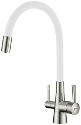 Смеситель с гибким изливом Lemark LM3075C, латунь, цвет белый, хром