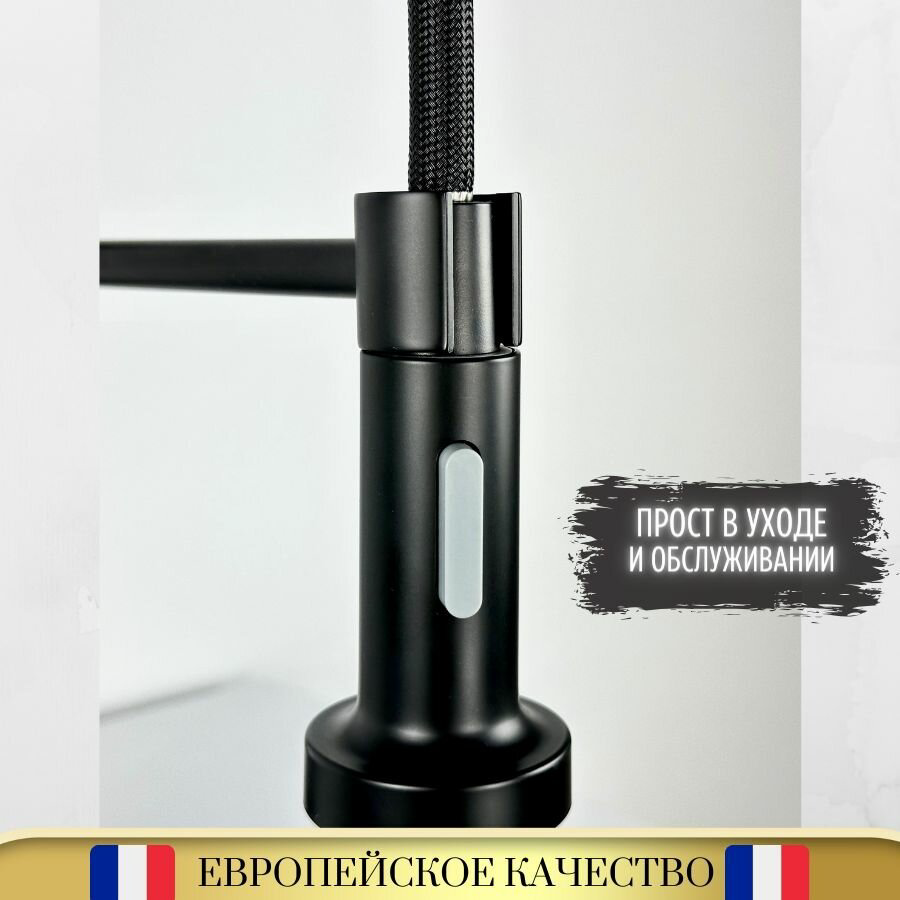 Смеситель с гибким изливом Accoona A44126F, латунь, цвет черный купить,NaN