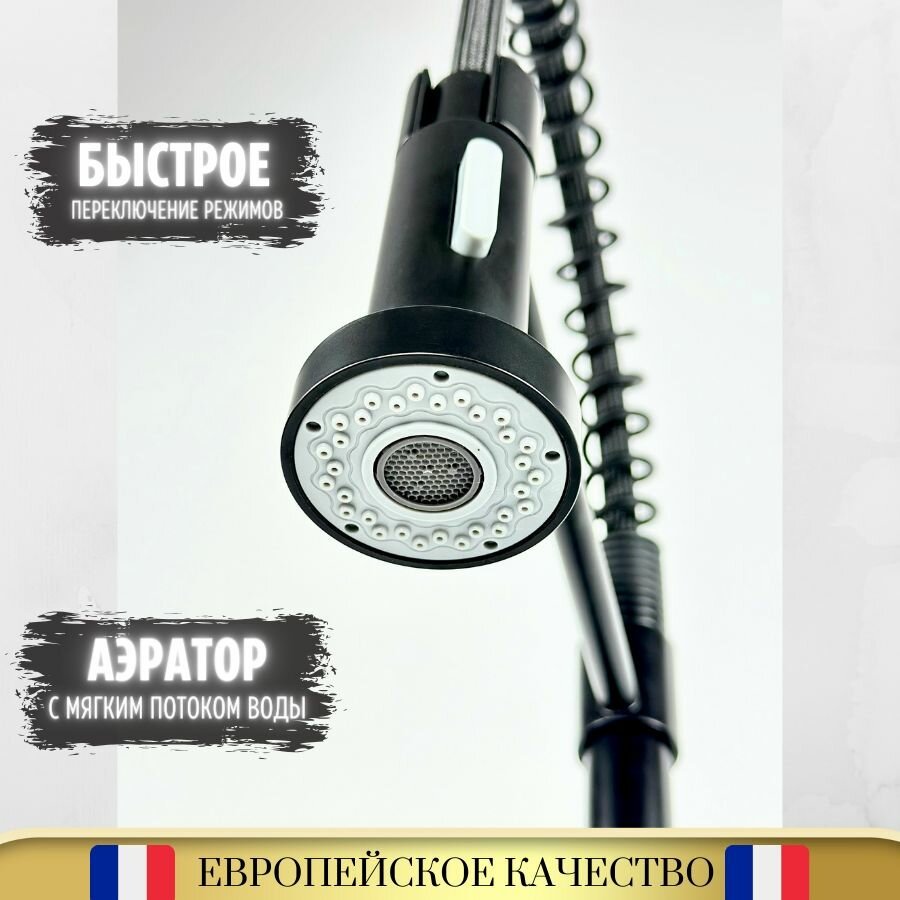 Смеситель с гибким изливом Accoona A44126F, латунь, цвет черный купить,NaN