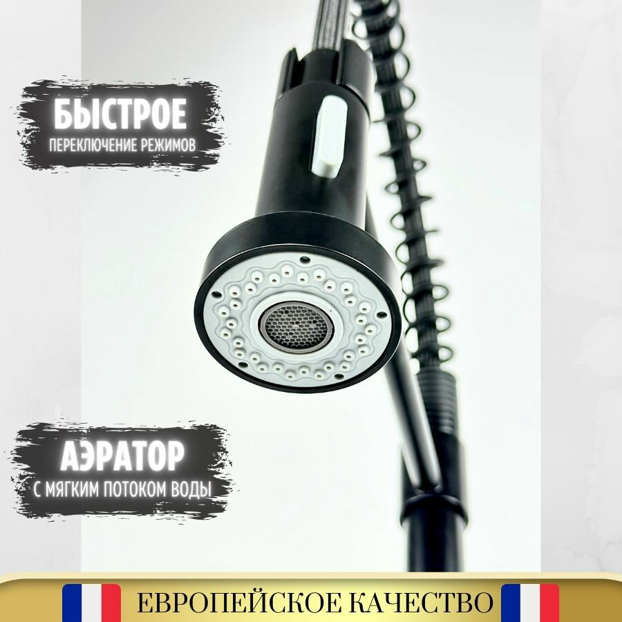Смеситель с гибким изливом Accoona A44126F, латунь, цвет черный купить,NaN