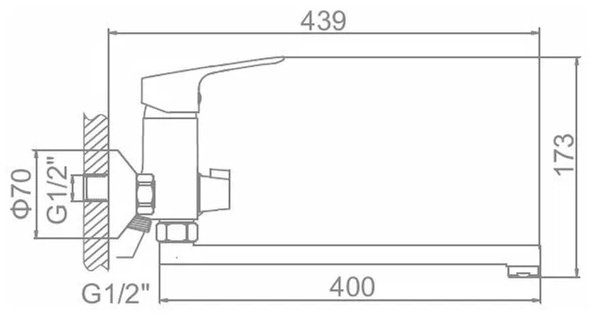 Смеситель для ванны с душем Accoona A7117, однозахватный купить,NaN