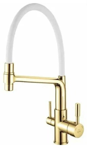 Смеситель с гибким изливом Rose R658E, латунь, цвет белый, золотой купить,NaN
